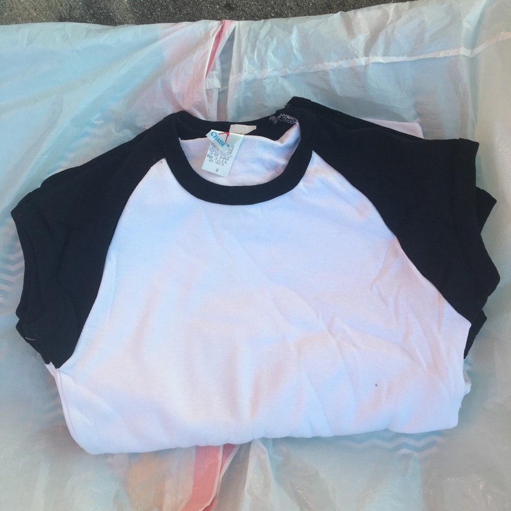 Cheer cap sleeve tee- White with black sleeves